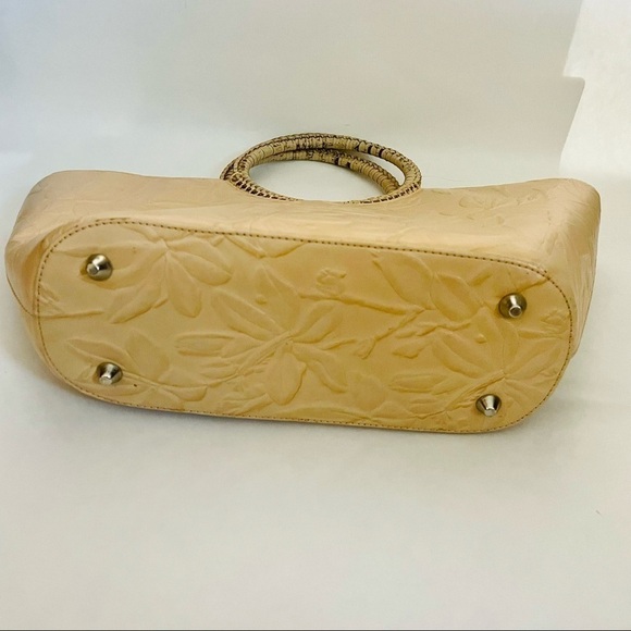 🎯3/$10 Vintage Donna Dixon Handbag Round Handle Embossed Floral Cream Purse - Picture 6 of 10